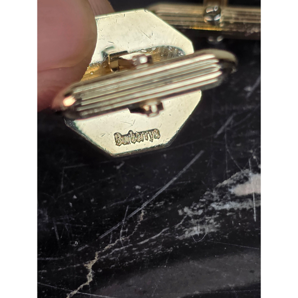 VTG Burberrys RARE Octagon Cufflinks - Blue Enamel & Gold Equestrian Knight - Picture 7 of 7